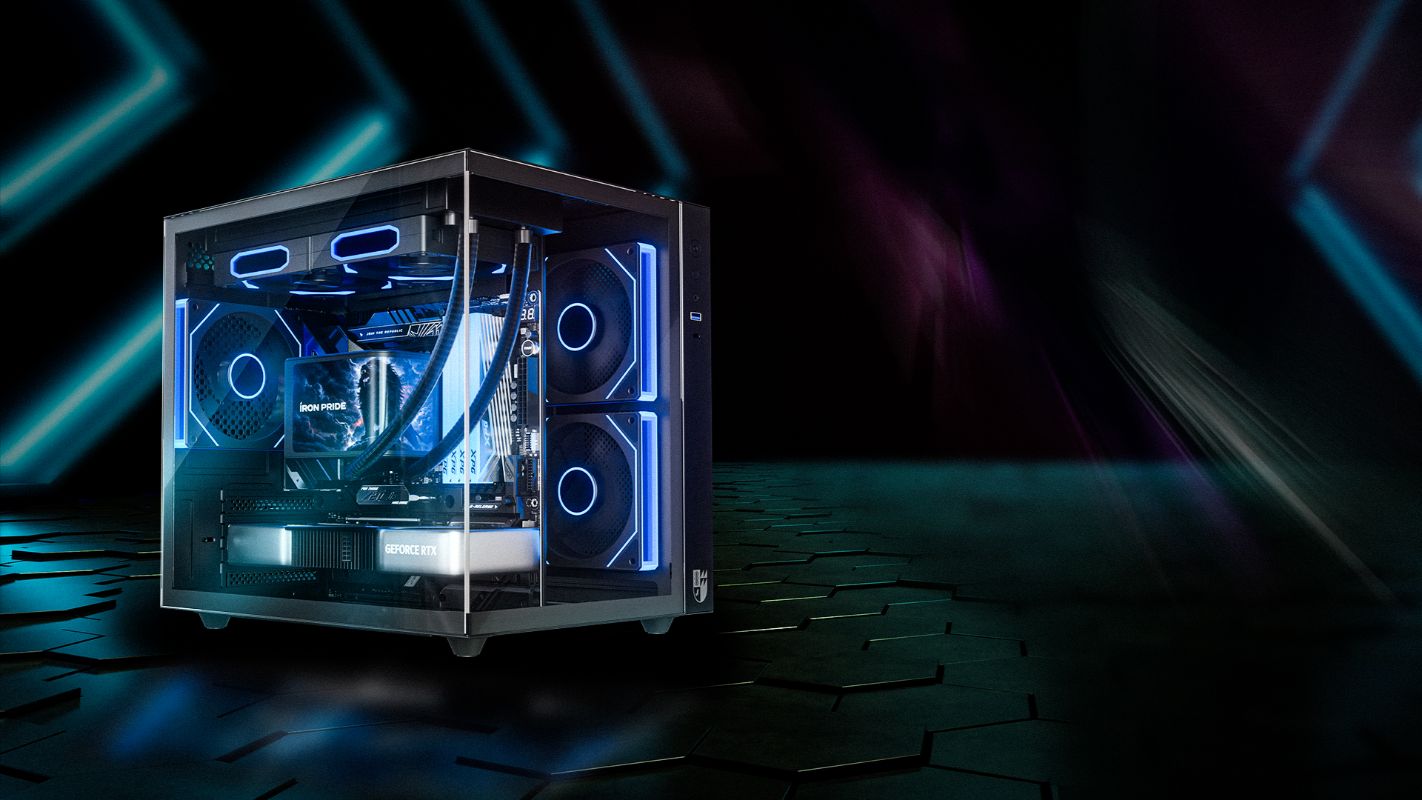 Invader Q3M – Панорамный корпус <br/>с двумя закаленными стеклами и отличной продуваемостью.